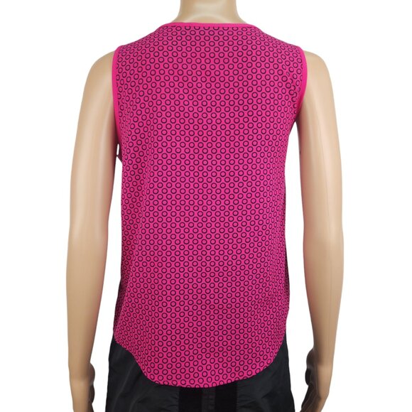 Apt. 9 Blouse women petite XS peekaboo polka dot pink fuchsia sleeveless scoop - Picture 3 of 7